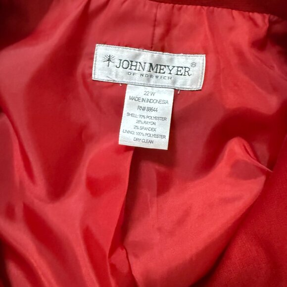 John Meyer Womens Blazer Jacket Plus Size 22W Red VTG Y2K Black Stitching Accent - Picture 6 of 16